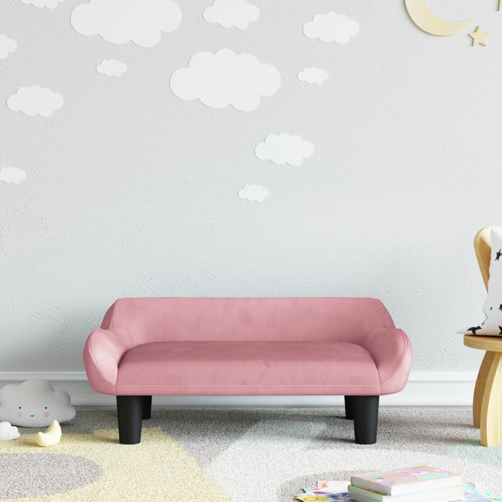 Canapé enfant rose 70x40x24 cm velours