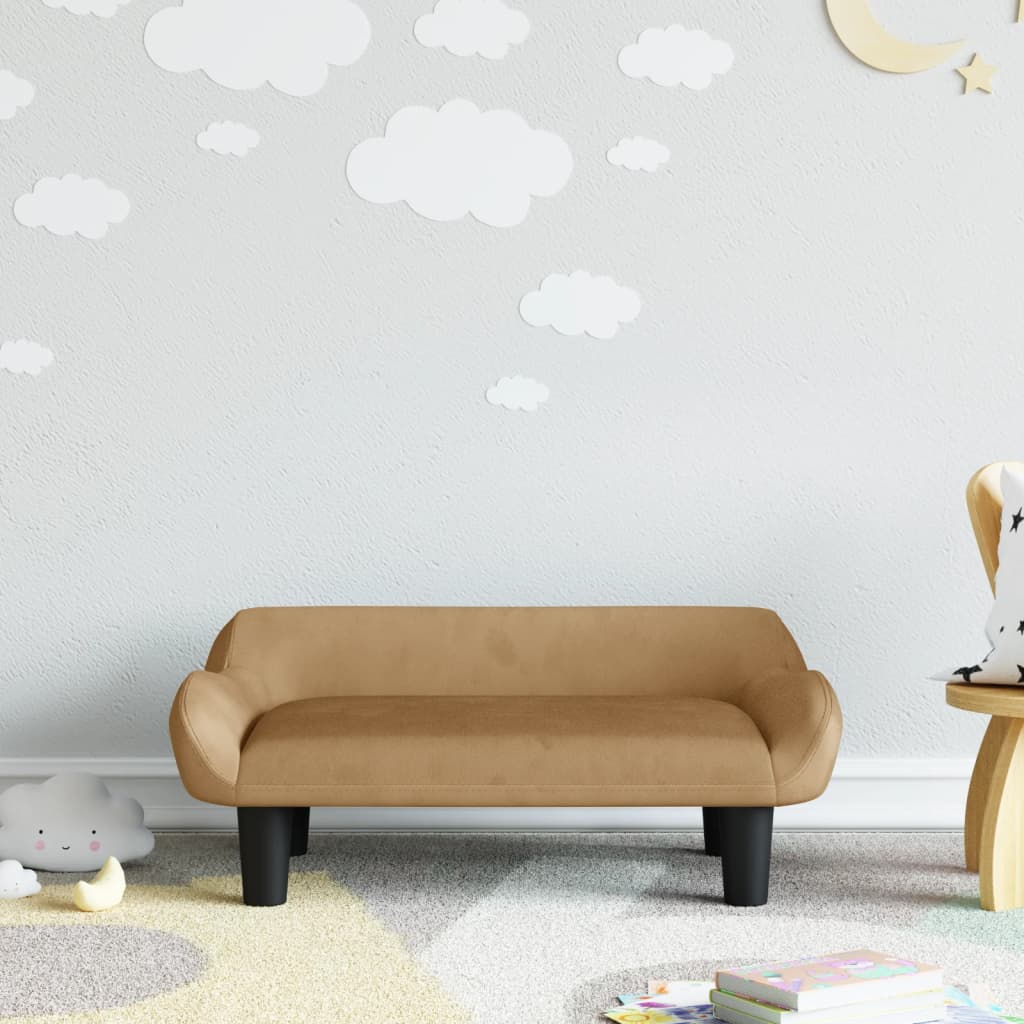 Canapé enfant marron 70x40x24 cm velours