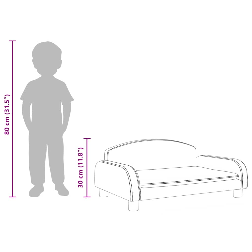 Children's sofa grey 70x45x30 cm artificial leather