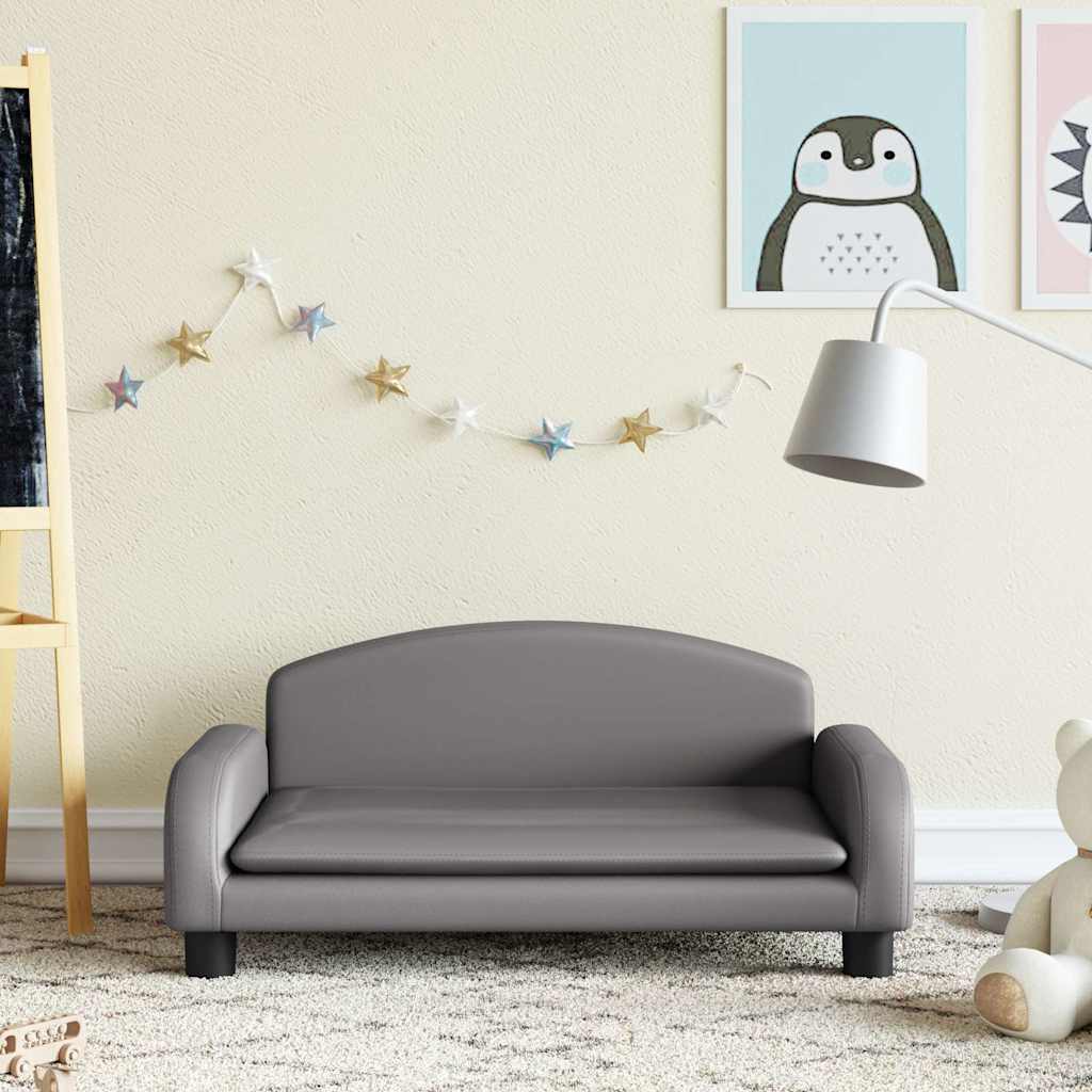 Children's sofa grey 70x45x30 cm artificial leather