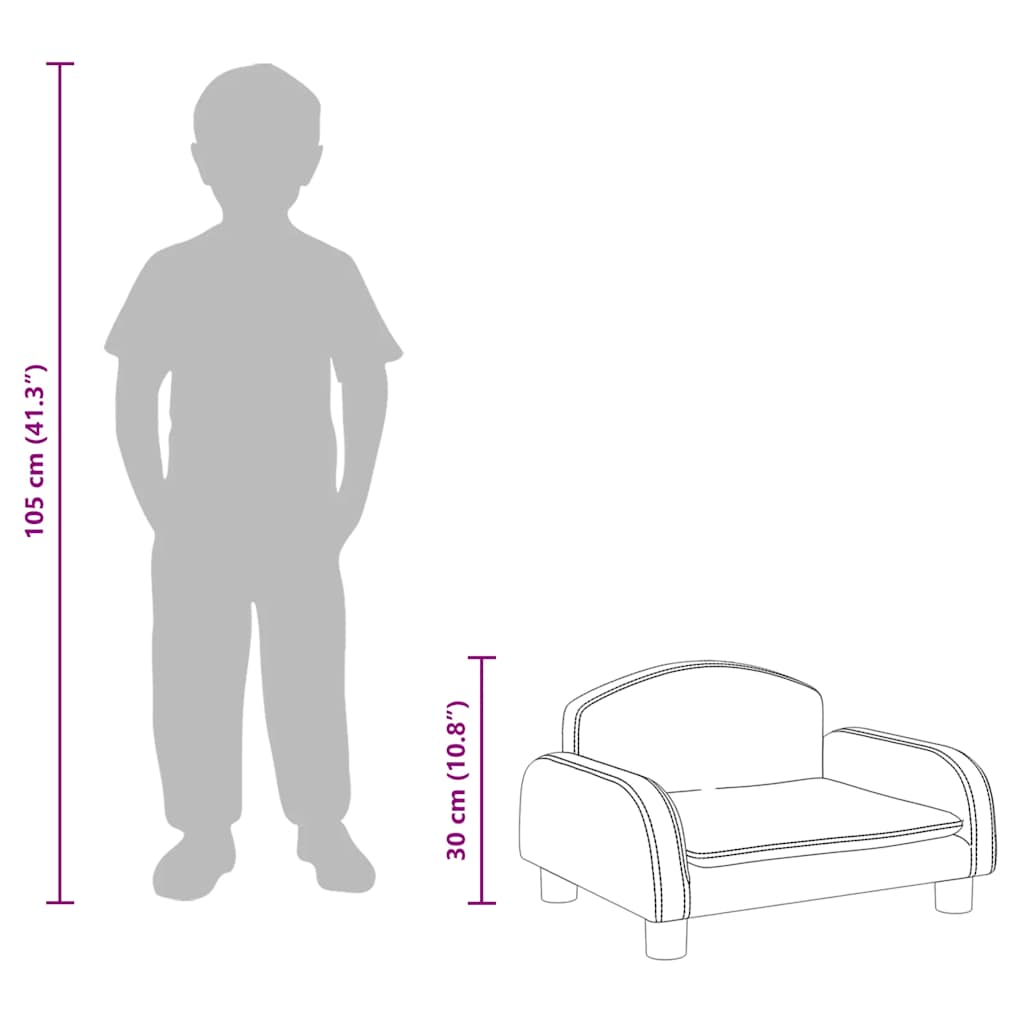 Children's sofa black 50x40x30 cm artificial leather