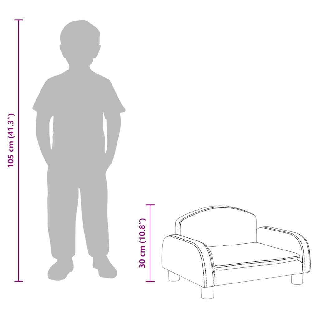 Kindersofa Grau 50x40x30 cm Kunstleder