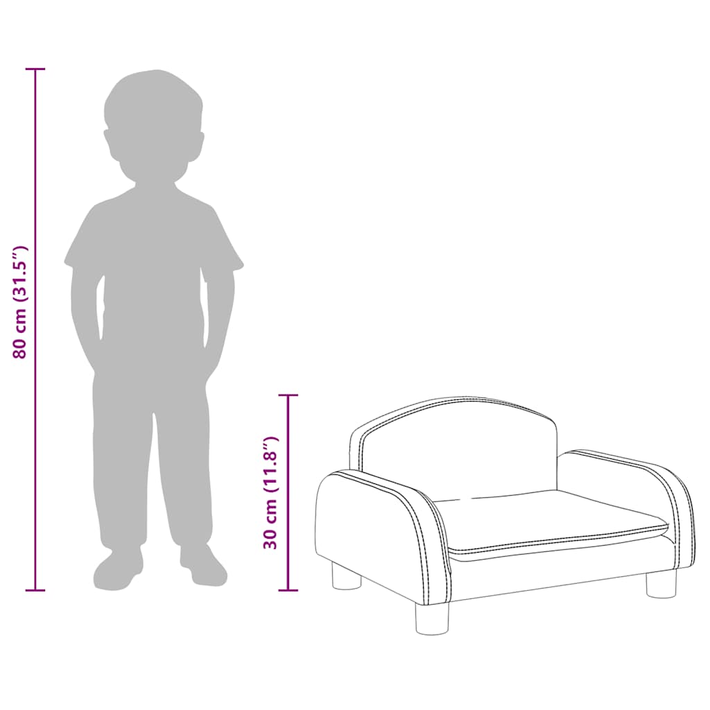 Children's sofa cappuccino brown 50x40x30 cm artificial leather