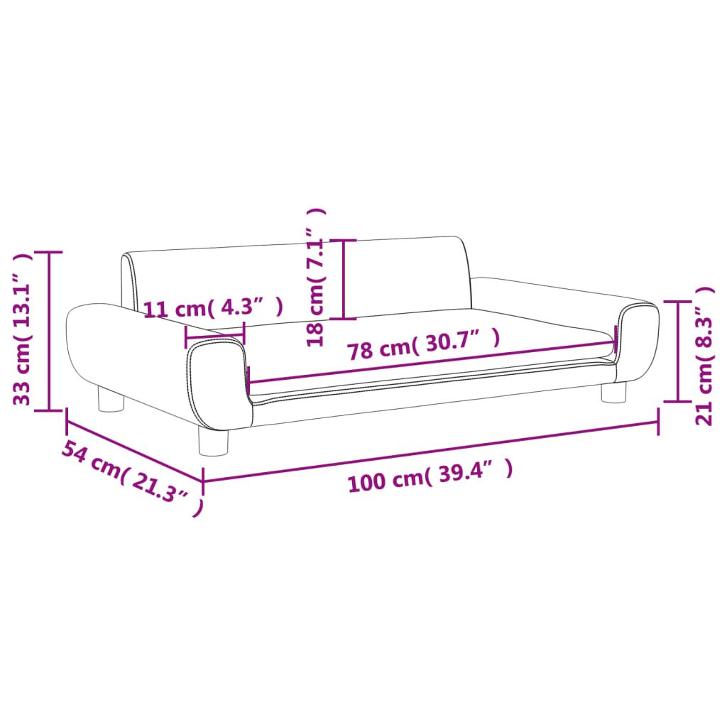 Children's sofa pink 100x54x33 cm velvet