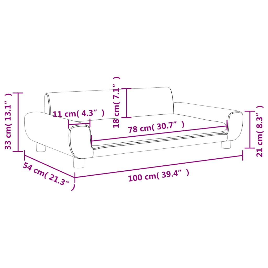 Children's sofa black 100x54x33 cm velvet