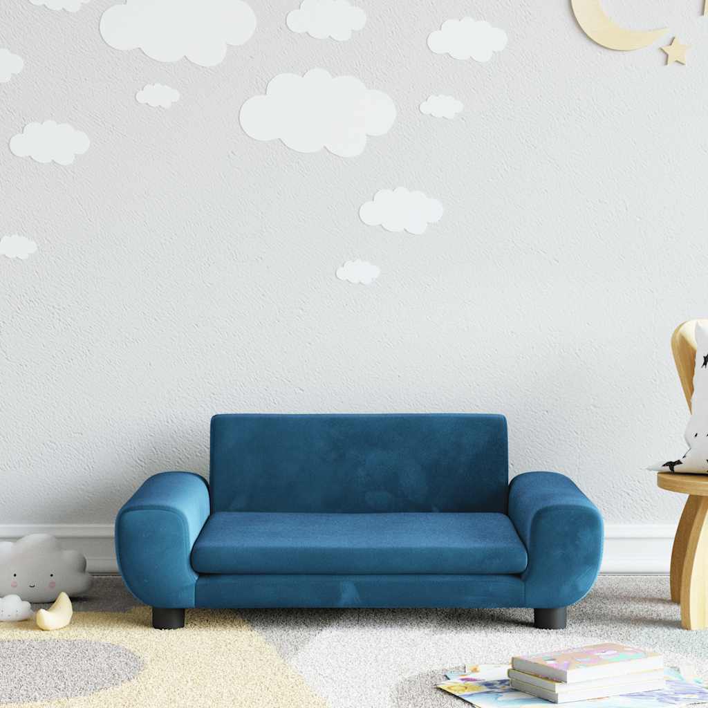 Children's sofa blue 70x45x33 cm velvet