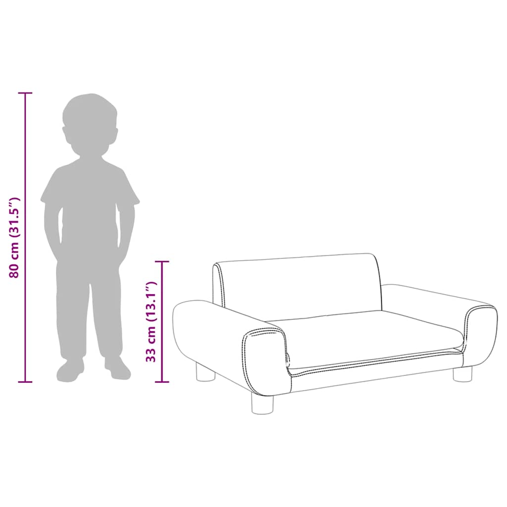 Children's sofa brown 70x45x33 cm velvet