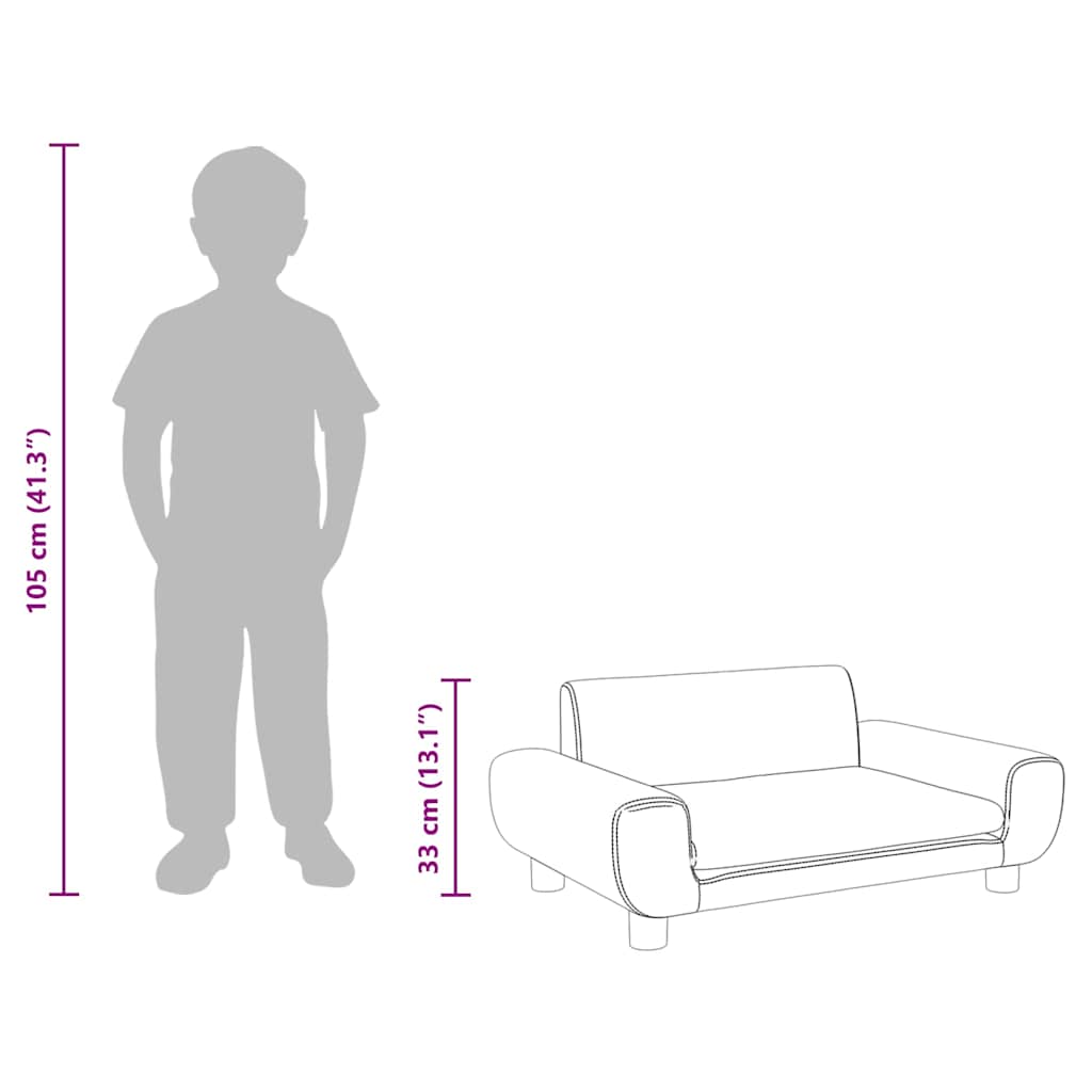 Children's sofa brown 70x45x33 cm velvet