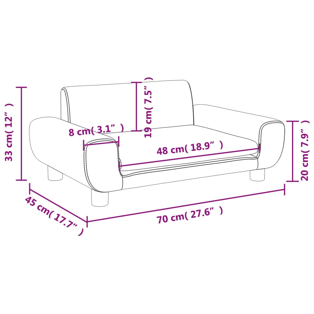 Children's sofa cream 70x45x33 cm velvet