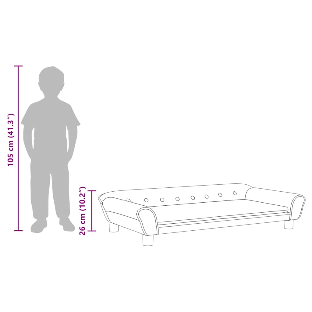Kindersofa Hellgrau 100x50x26 cm Samt