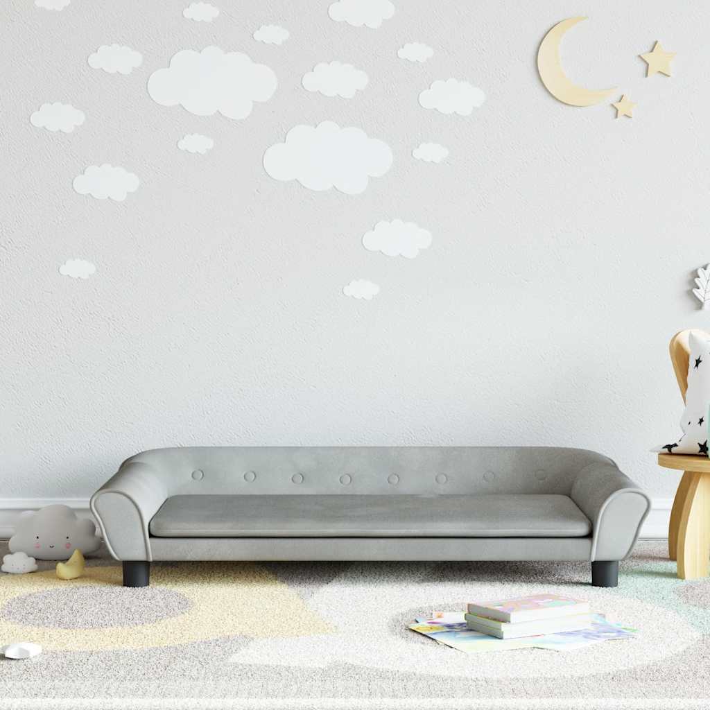 Children's sofa light grey 100x50x26 cm velvet