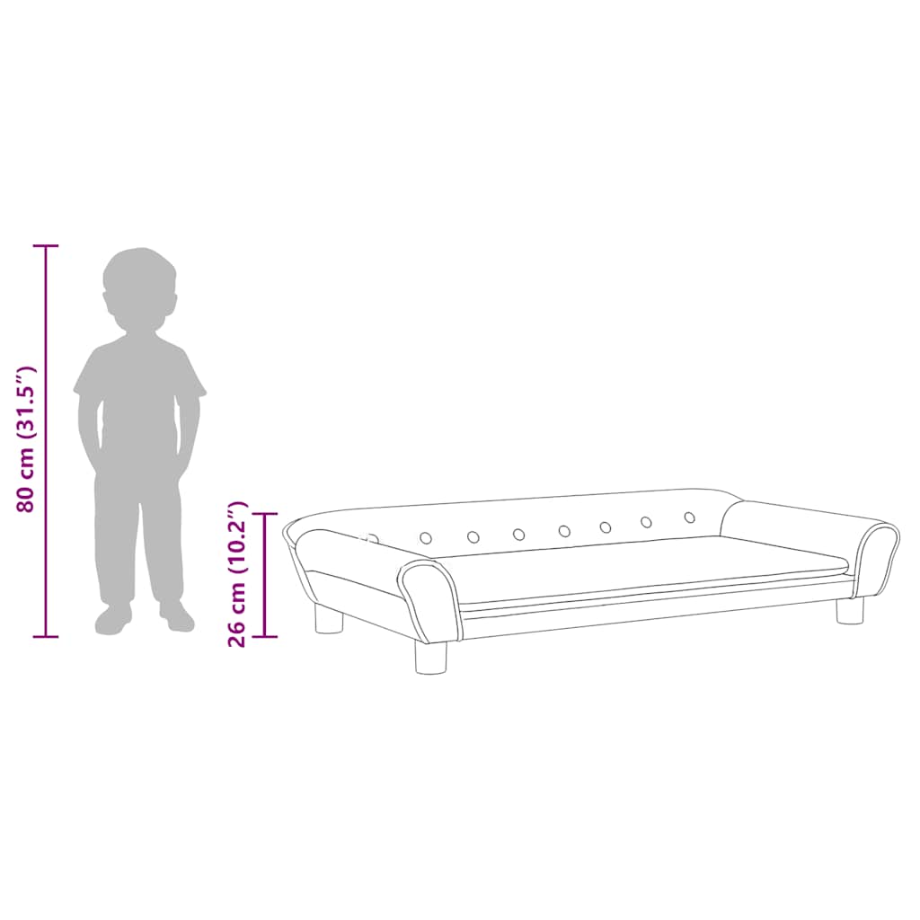 Children's sofa dark grey 100x50x26 cm velvet