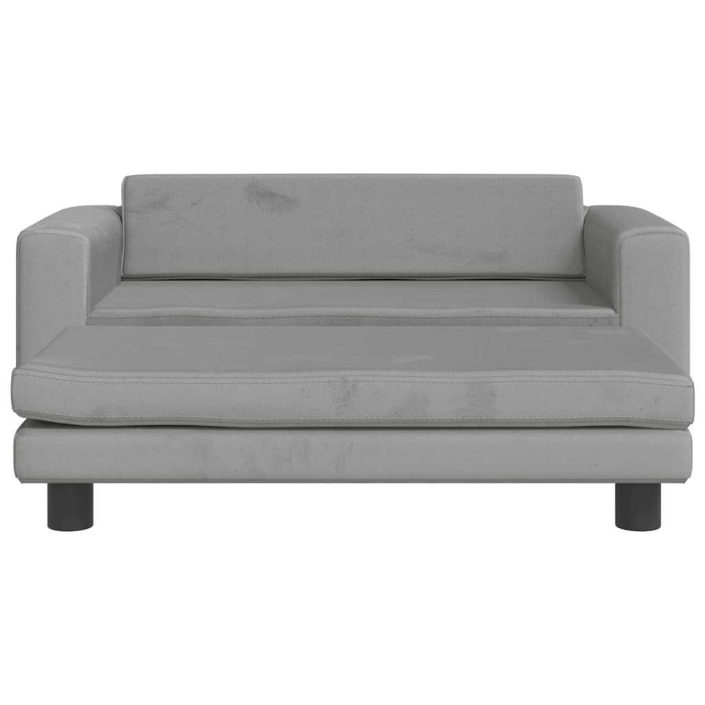 Children's sofa with stool light grey 100x50x30 cm velvet