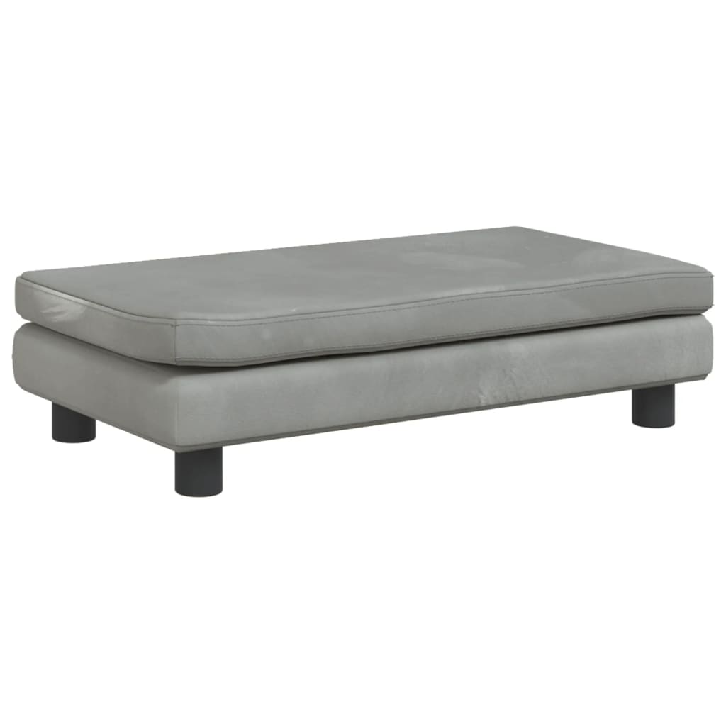 Children's sofa with stool light grey 100x50x30 cm velvet