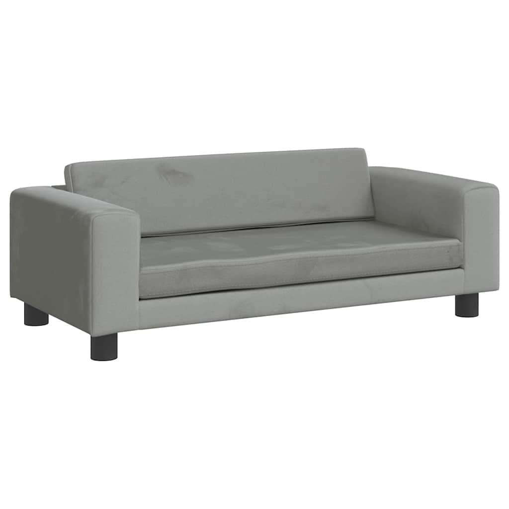 Children's sofa with stool light grey 100x50x30 cm velvet