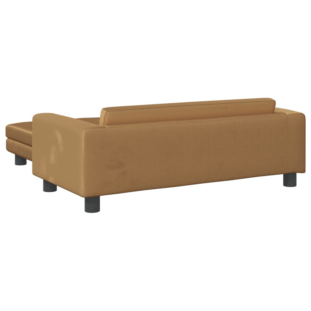Canapé enfant avec tabouret marron 100x50x30 cm velours