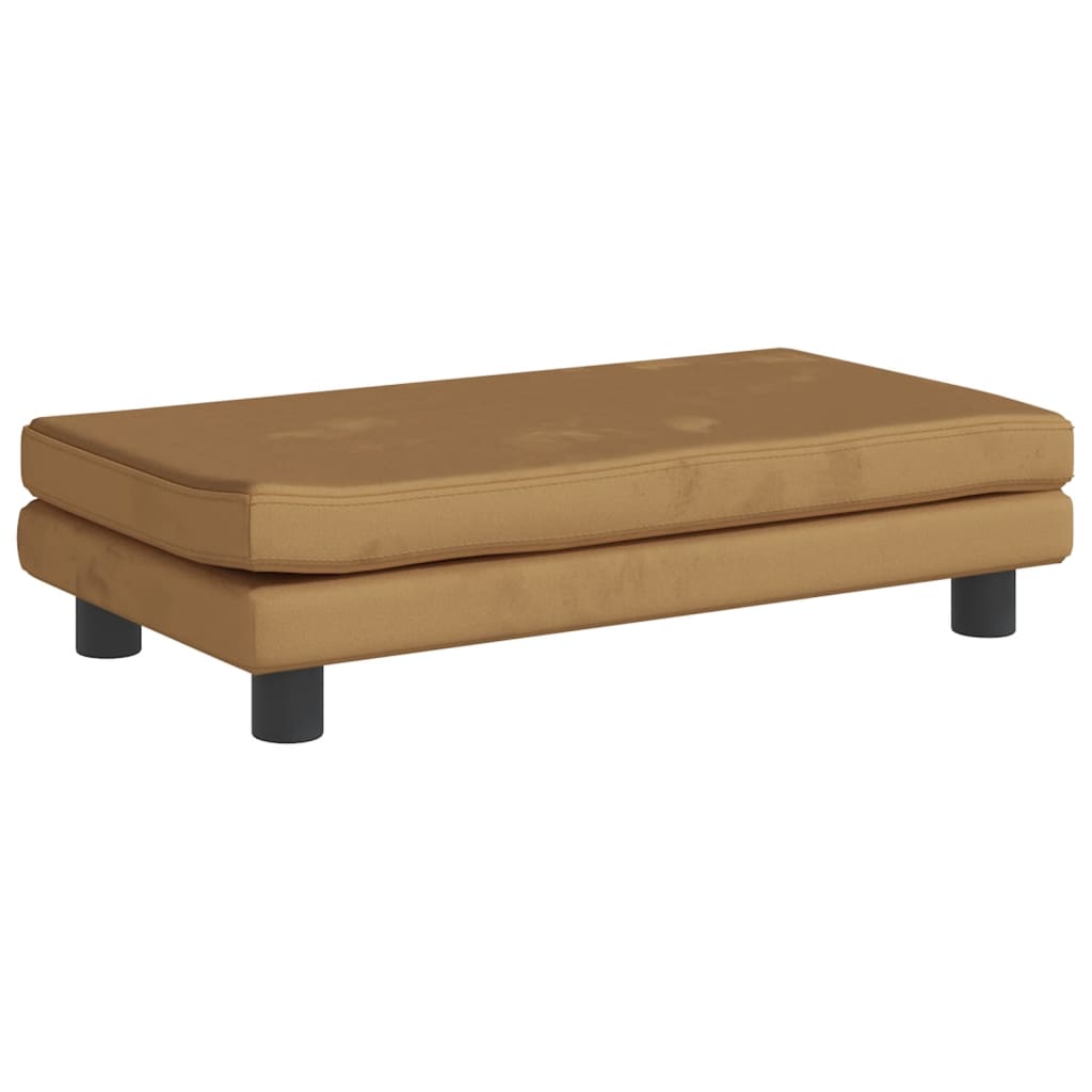 Canapé enfant avec tabouret marron 100x50x30 cm velours