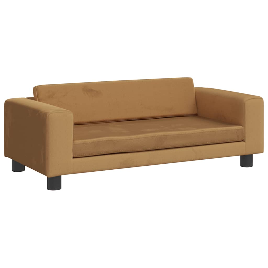 Canapé enfant avec tabouret marron 100x50x30 cm velours