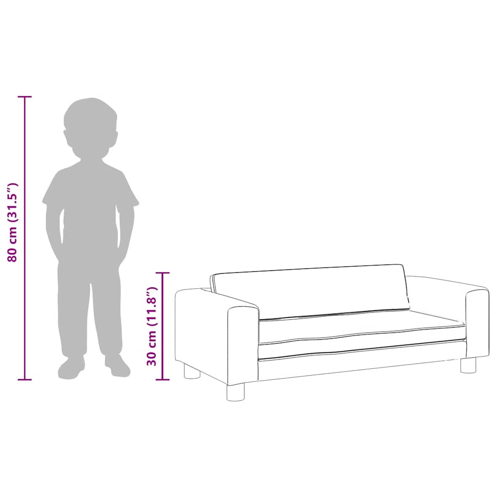 Kindersofa mit Hocker Schwarz 100x50x30 cm Kunstleder
