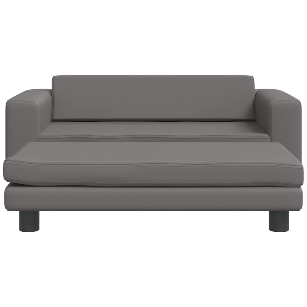 Canapé enfant avec tabouret gris 100x50x30 cm simili cuir