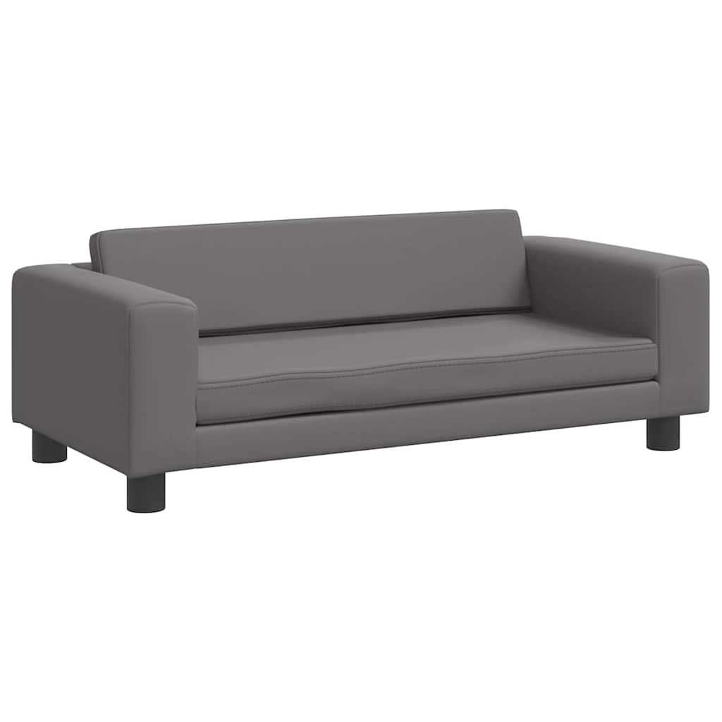 Canapé enfant avec tabouret gris 100x50x30 cm simili cuir