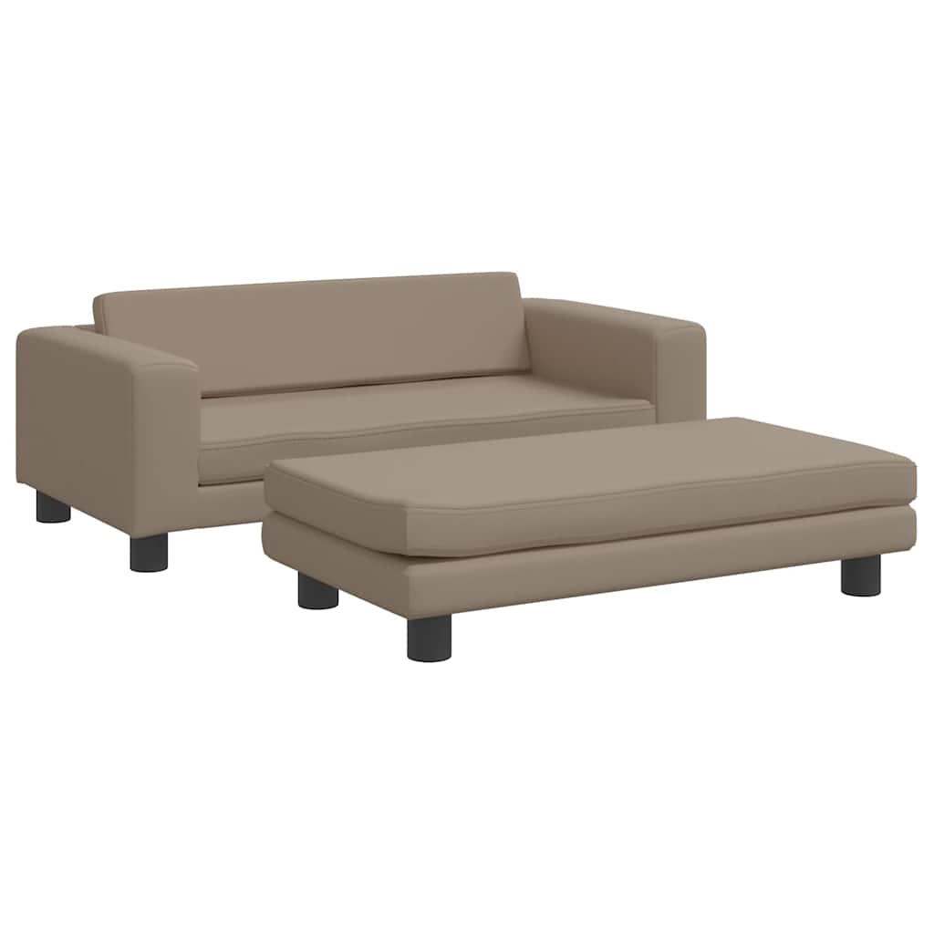 Canapé enfant avec tabouret marron cappuccino 100x50x30 cm simili cuir