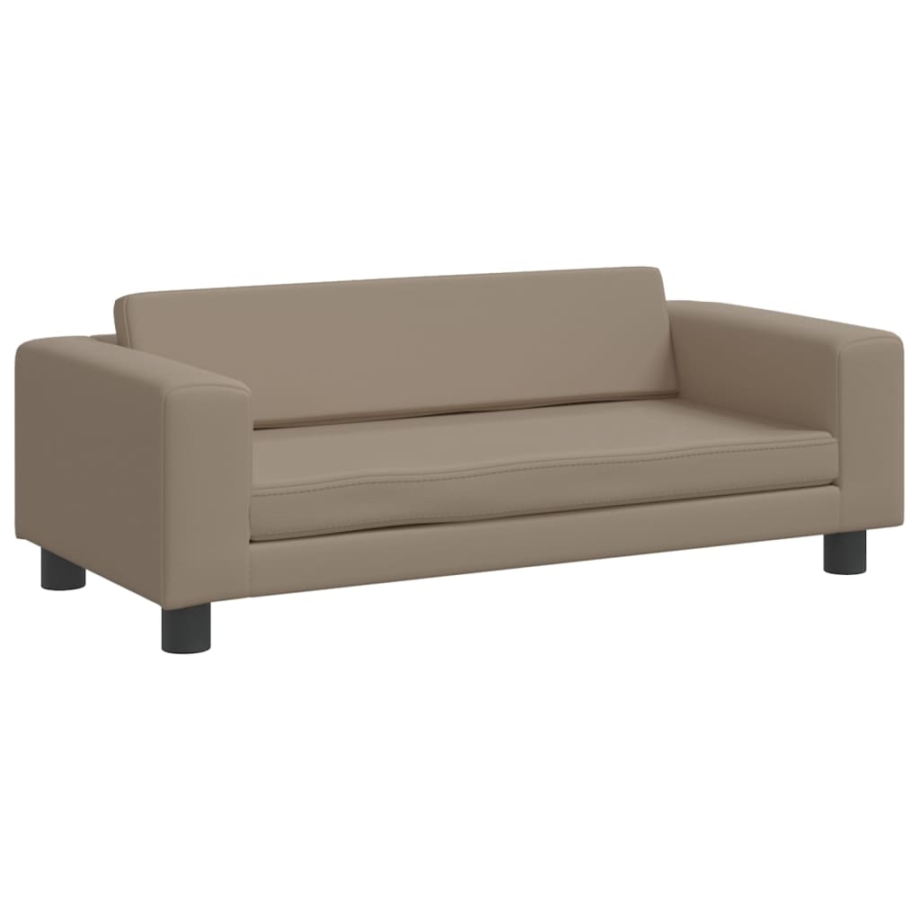 Canapé enfant avec tabouret marron cappuccino 100x50x30 cm simili cuir