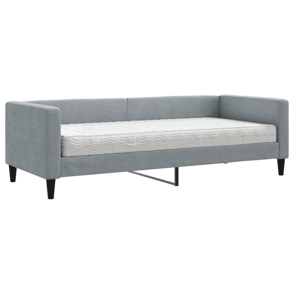 Lit de repos avec matelas en tissu gris clair 80x200 cm