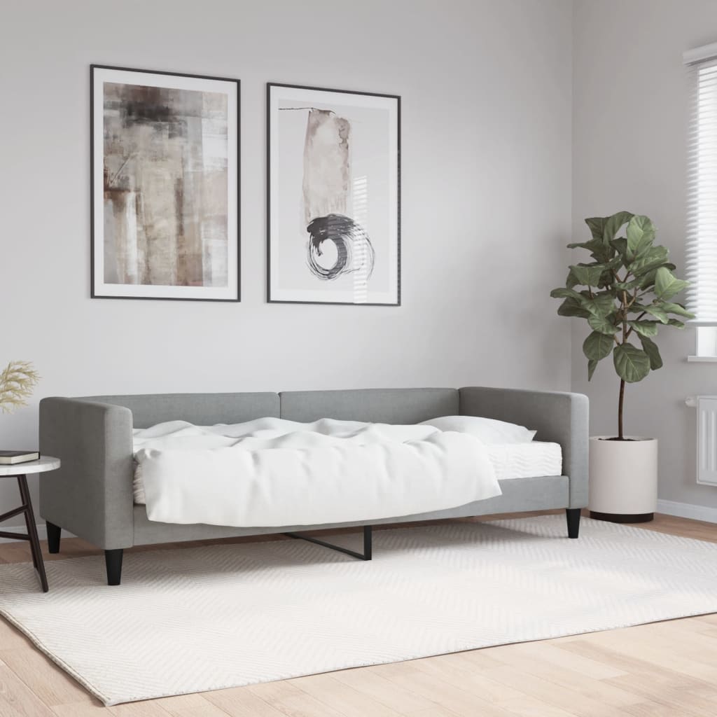 Lit de repos avec matelas en tissu gris clair 80x200 cm