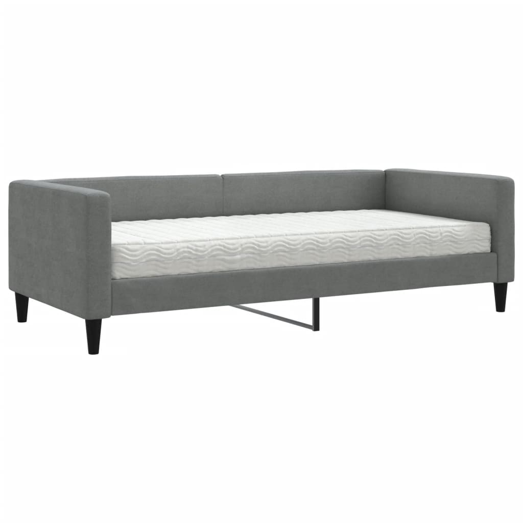 Daybed with mattress dark grey 90x190 cm fabric