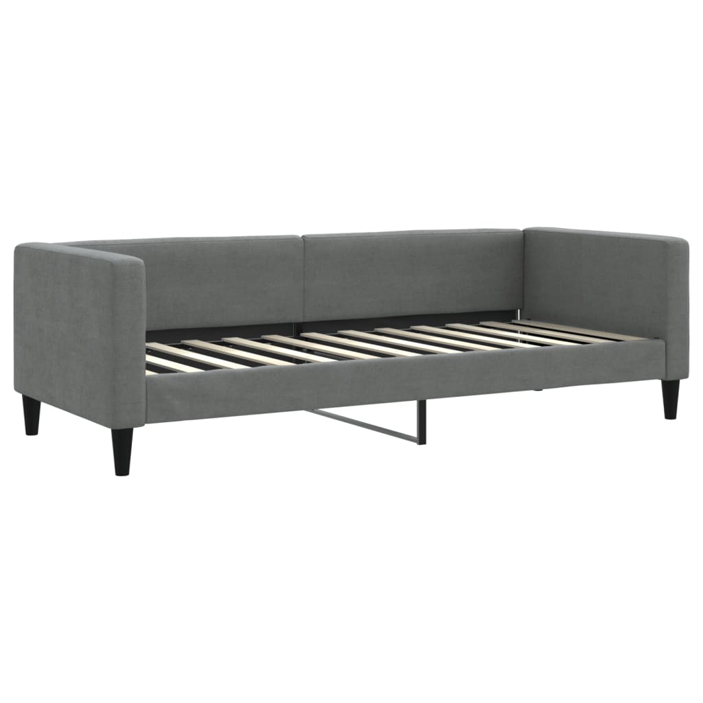 Lit de repos extensible avec matelas en tissu gris foncé 80x200 cm