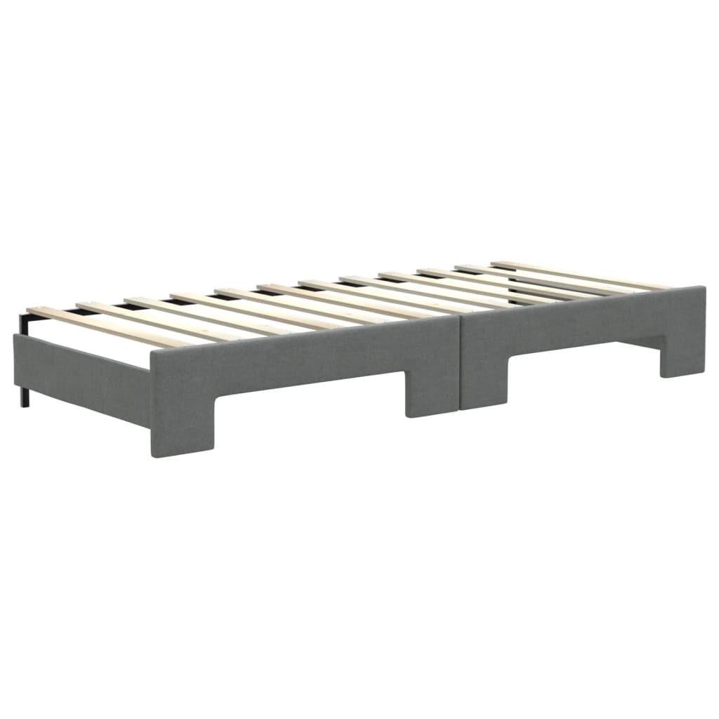 Lit de repos extensible avec matelas en tissu gris foncé 80x200 cm