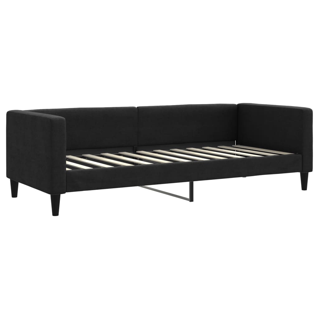 Daybed extendable with mattress black 80x200 cm fabric