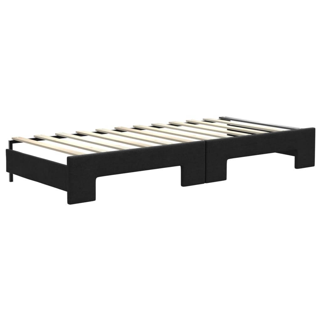 Daybed extendable with mattress black 80x200 cm fabric