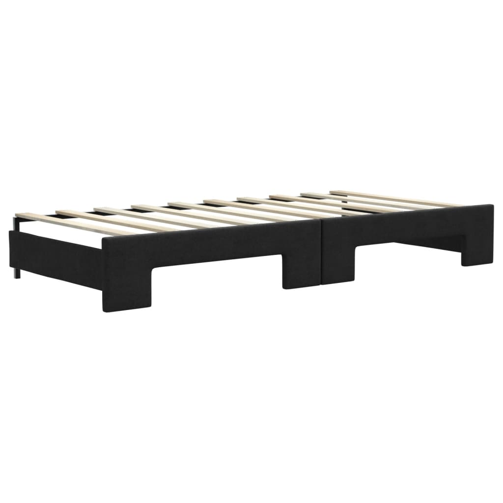 Daybed extendable with mattresses black 90x190 cm fabric