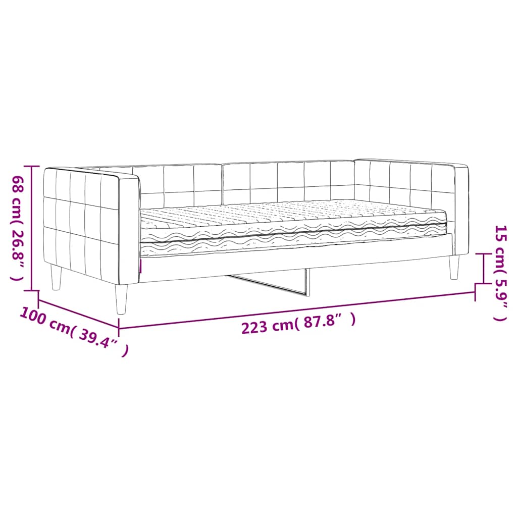 Tagesbett mit Matratze Gelb 90x200 cm Samt