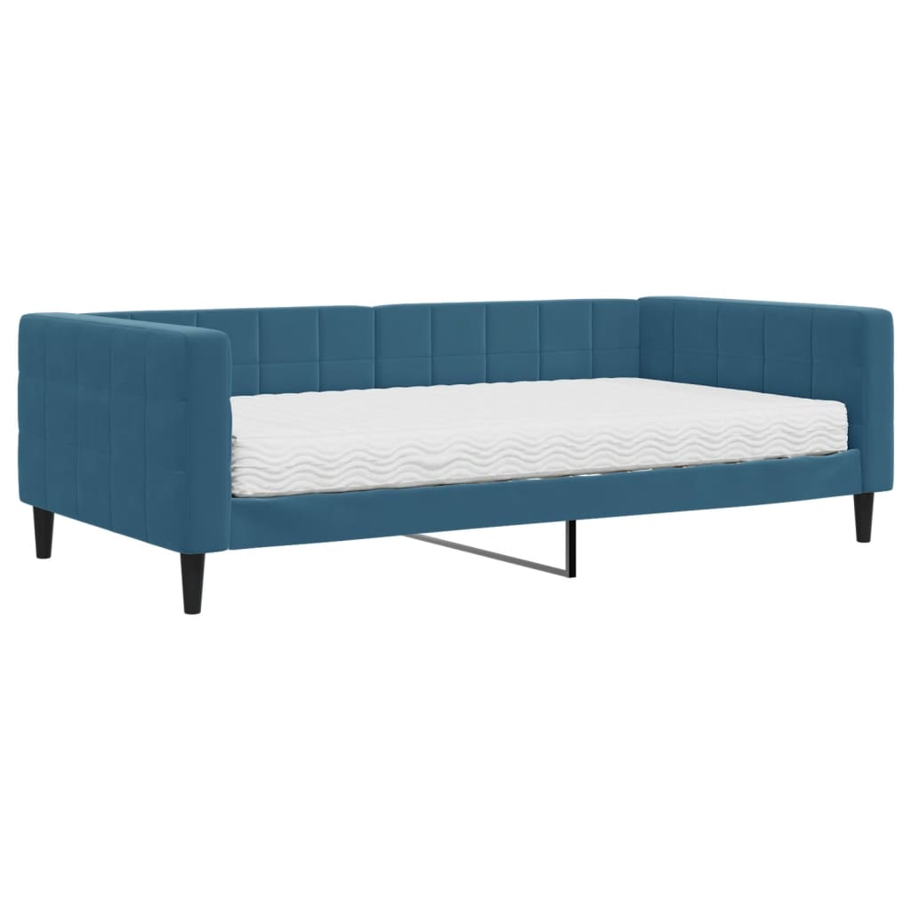 Daybed with mattress blue 100x200 cm velvet