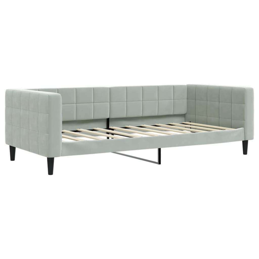 Daybed extendable with mattress light grey 90x190 cm velvet