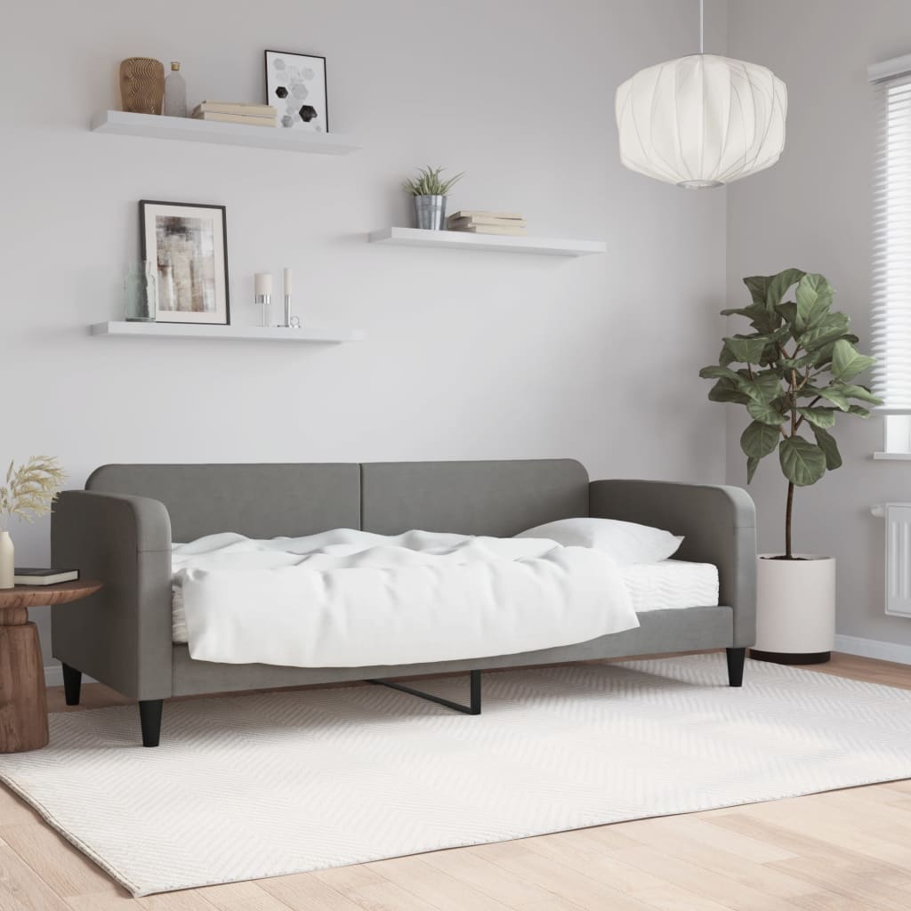 Daybed with mattress dark grey 80x200 cm fabric