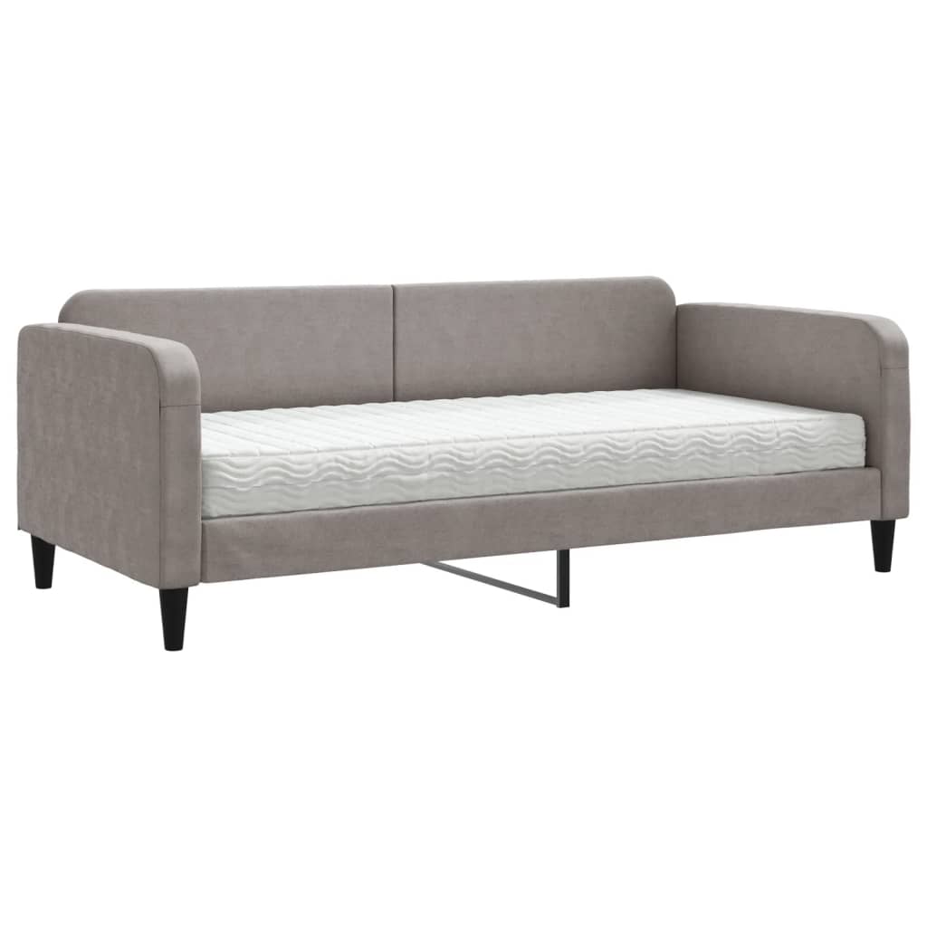Daybed with mattress taupe 90x200 cm fabric