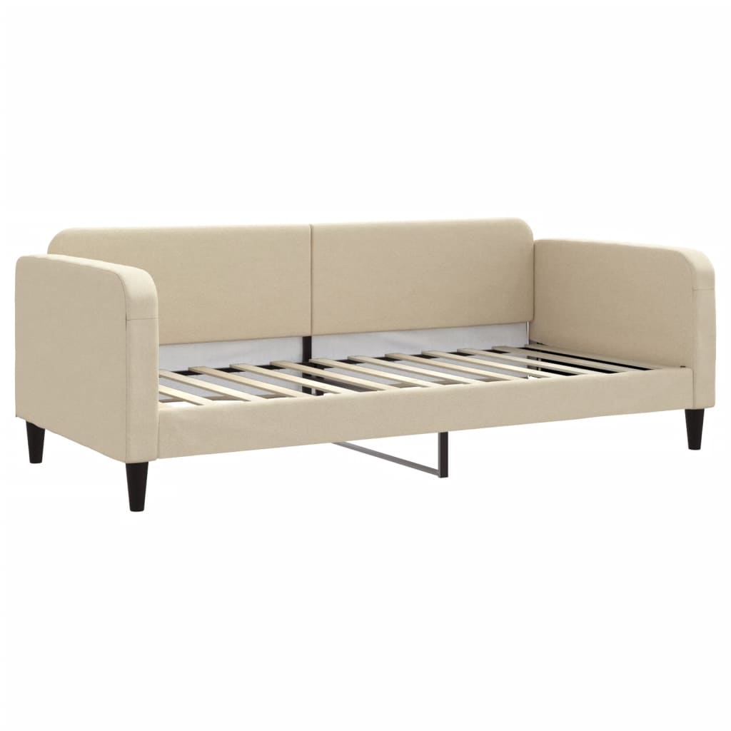 Daybed with mattress cream 90x200 cm fabric