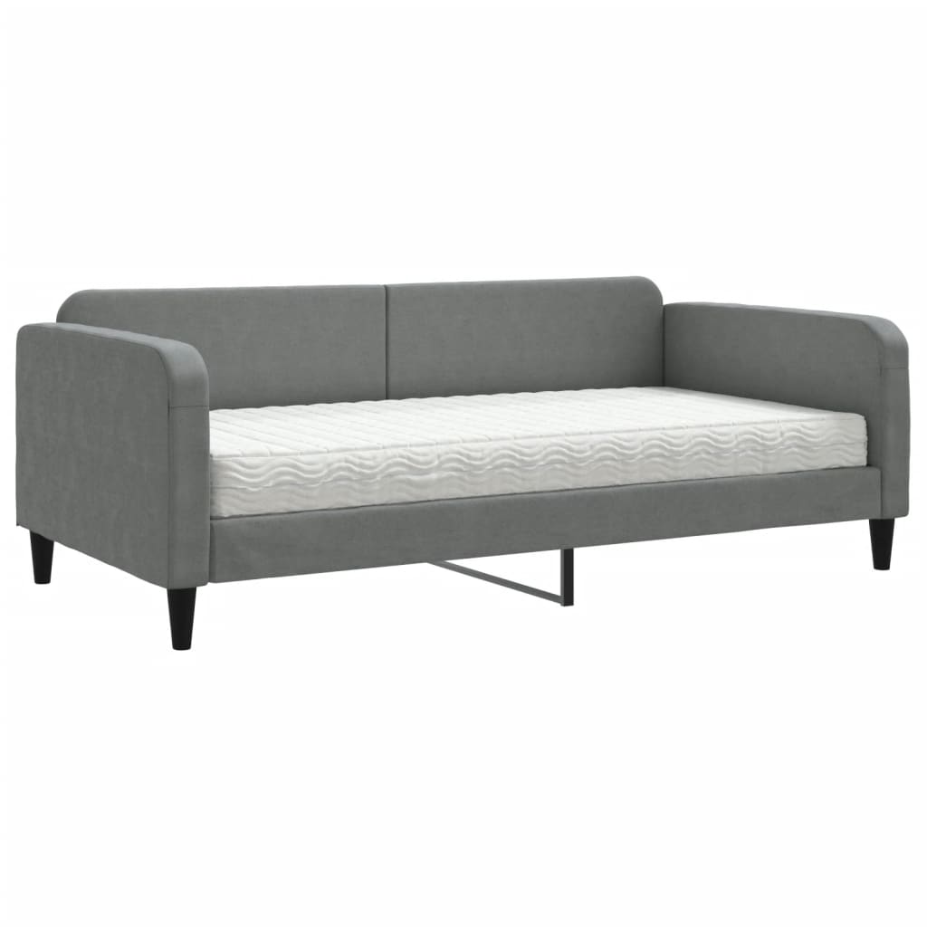 Daybed with mattress dark grey 100x200 cm fabric