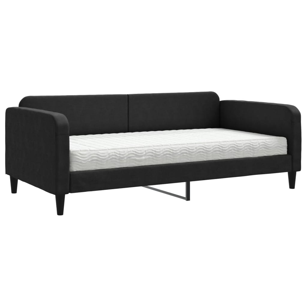 Daybed with mattress black 100x200 cm fabric