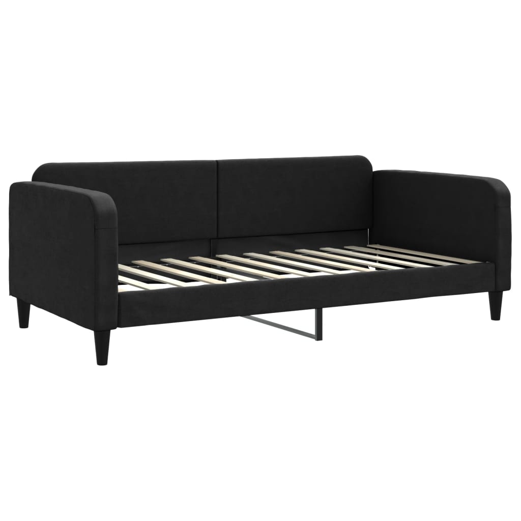 Daybed with mattress black 100x200 cm fabric