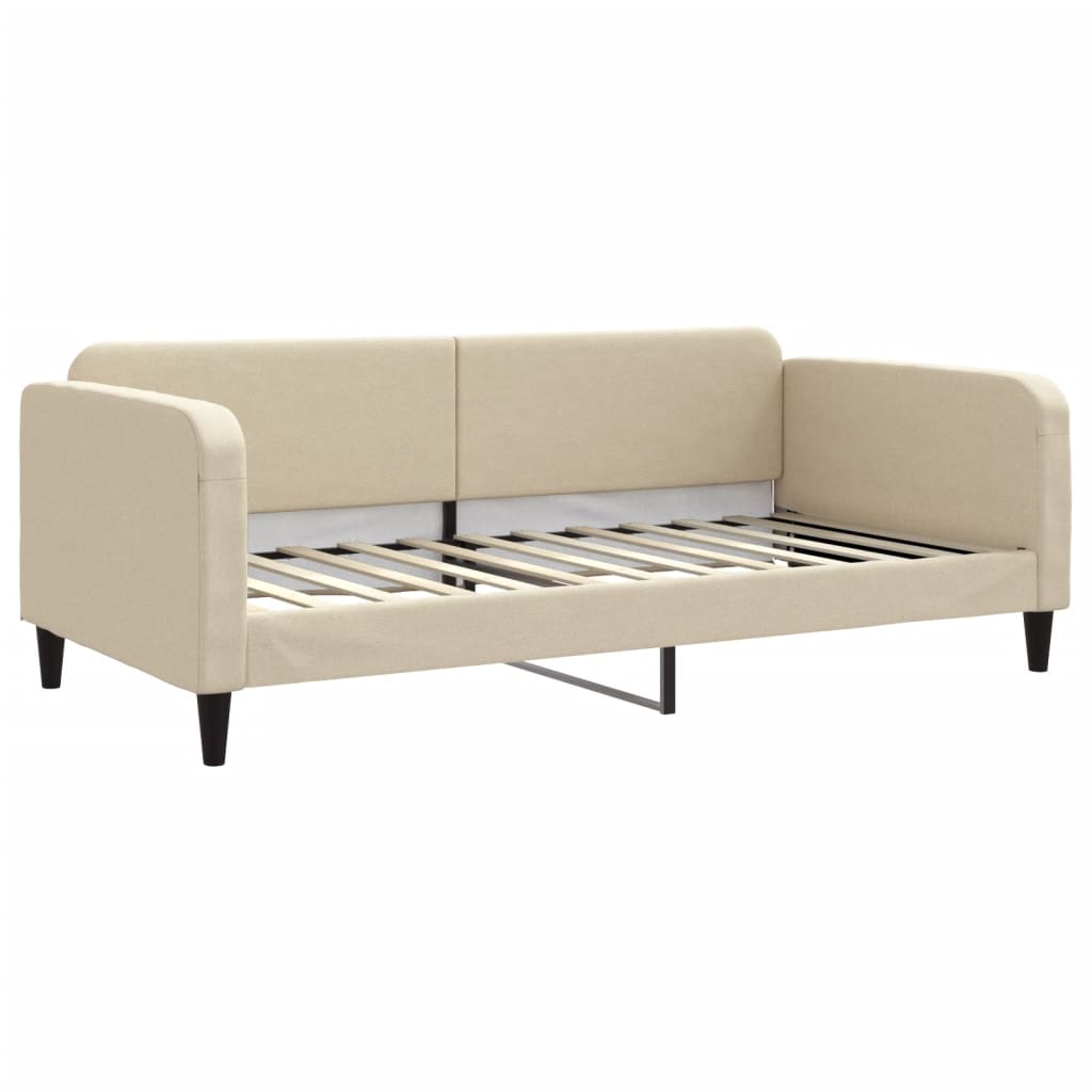 Daybed with mattress cream 100x200 cm fabric