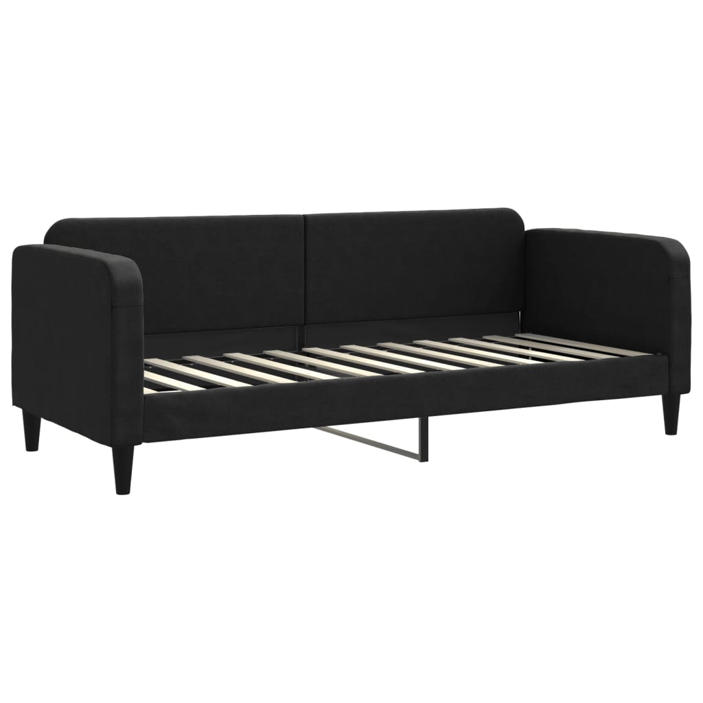 Daybed extendable with mattress black 80x200 cm fabric