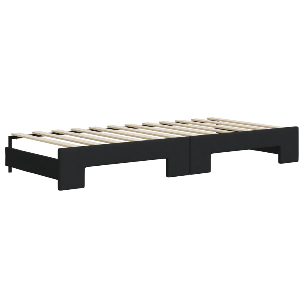 Daybed extendable with mattress black 80x200 cm fabric