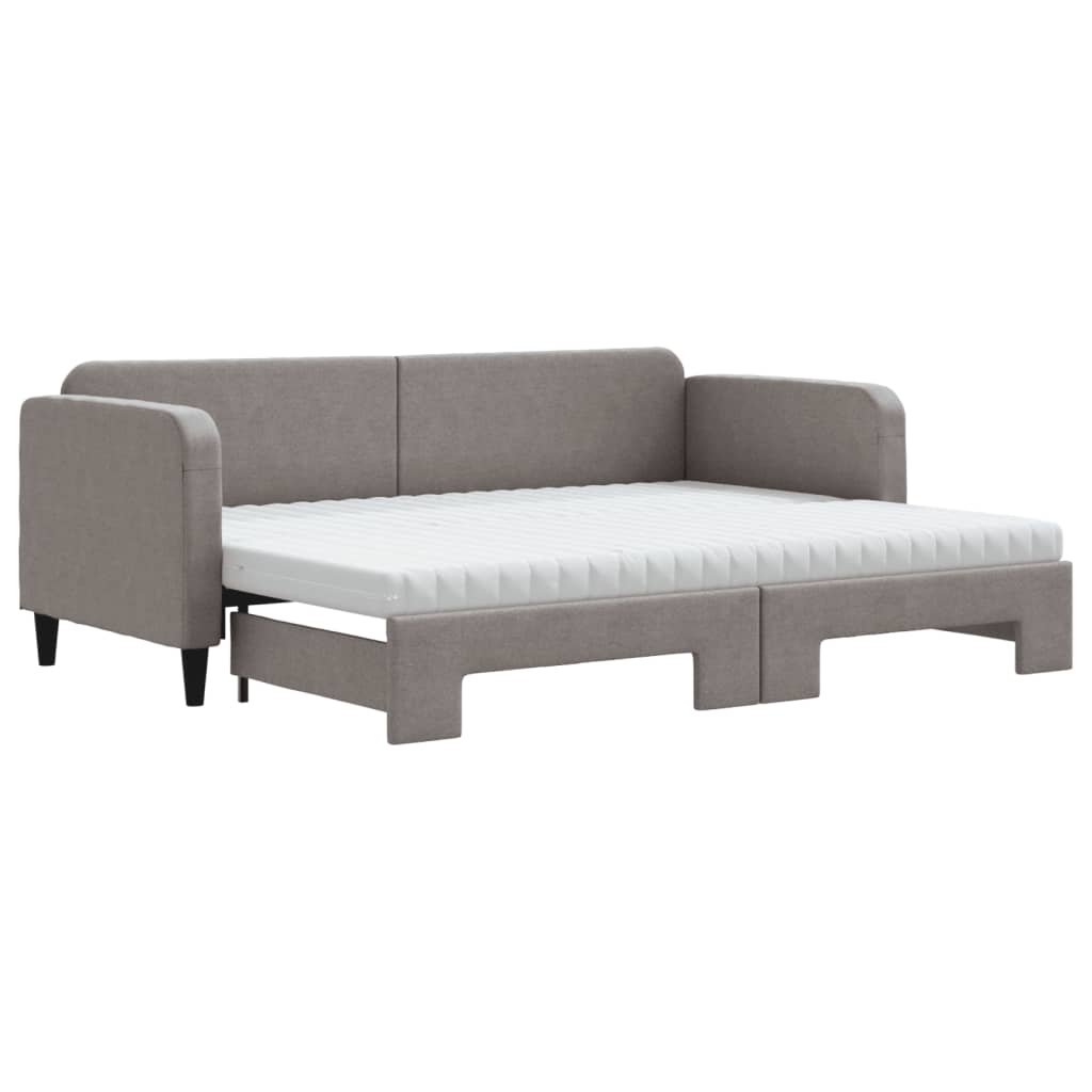 Daybed extendable with mattress taupe 80x200 cm fabric