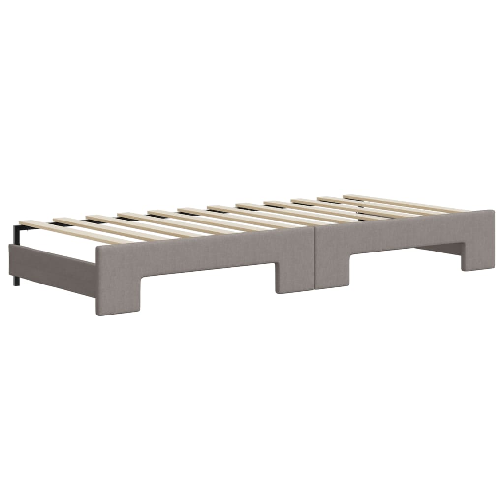 Daybed extendable with mattress taupe 80x200 cm fabric