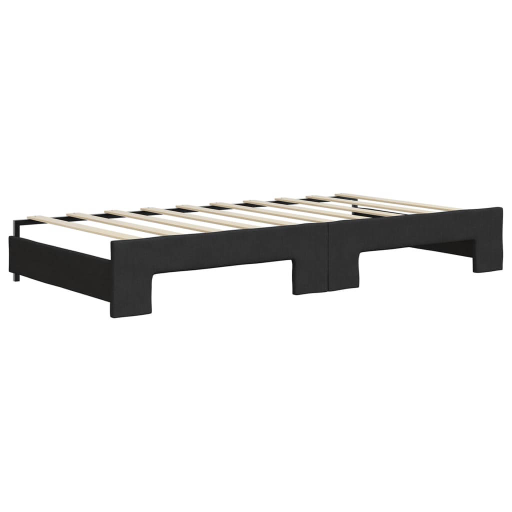 Daybed extendable with mattresses black 90x190 cm fabric